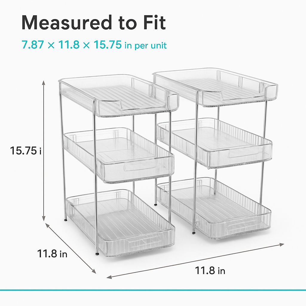 3 Tier Clear Bathroom Organizer with Drawers
