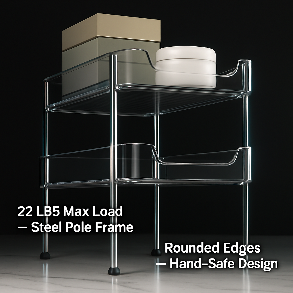 3 Tier Clear Bathroom Organizer with Drawers