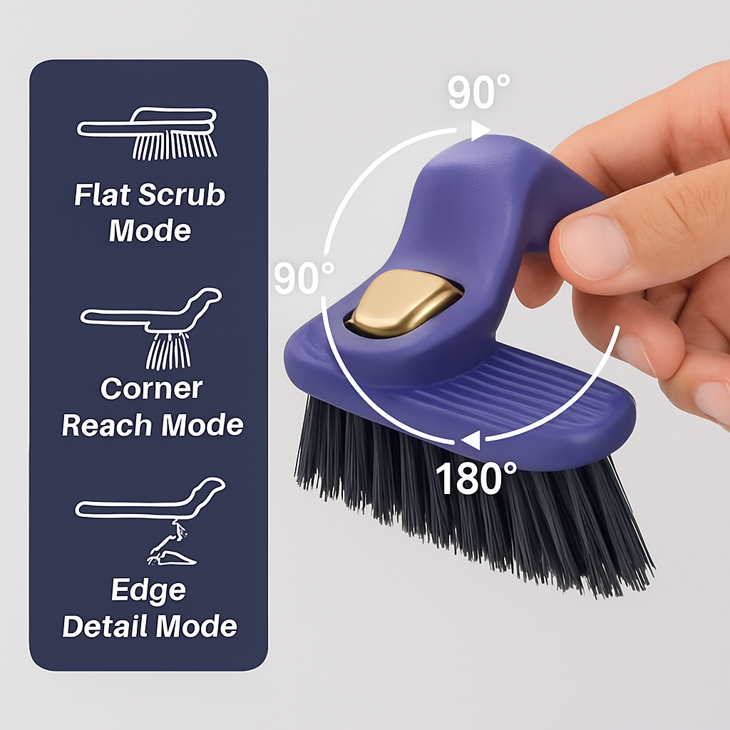 Rotating Crevice Cleaning Brush with Clip and Spade