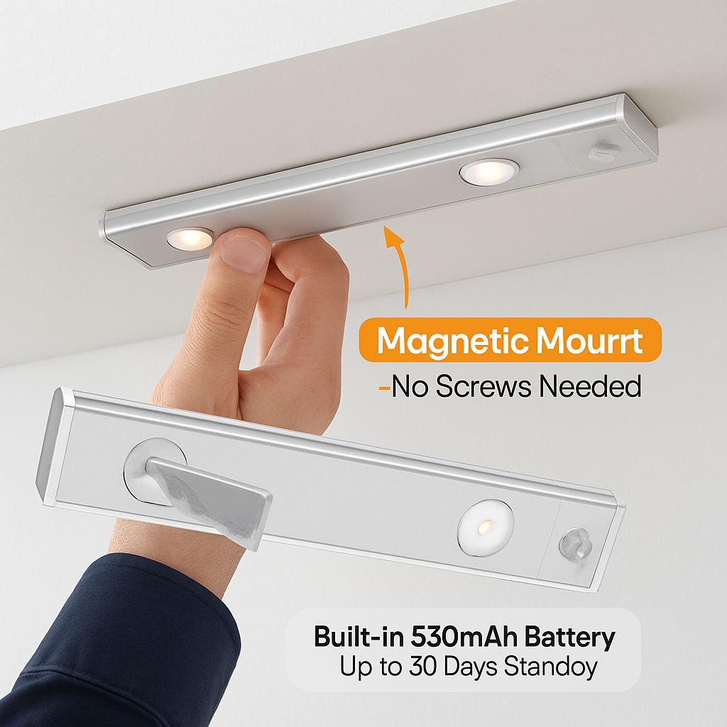 Rechargeable Cabinet Light with Motion Sensor - Silver