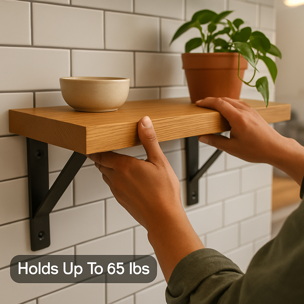 Wall Mounted Shelf Bracket Set - Strong Black Brackets