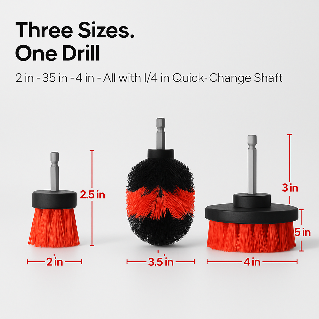 Drill Brush Cleaning Set for Tiles, Tubs & Sinks - Blue
