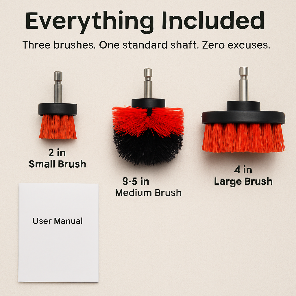 Drill Brush Cleaning Set for Tiles, Tubs & Sinks - Blue