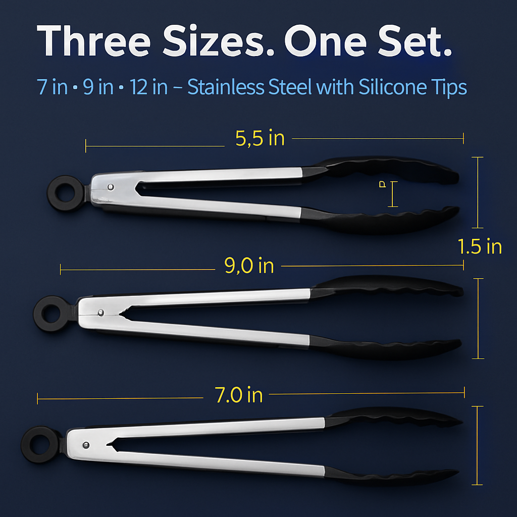 Silicone Tongs for High-Heat Grilling, Locking