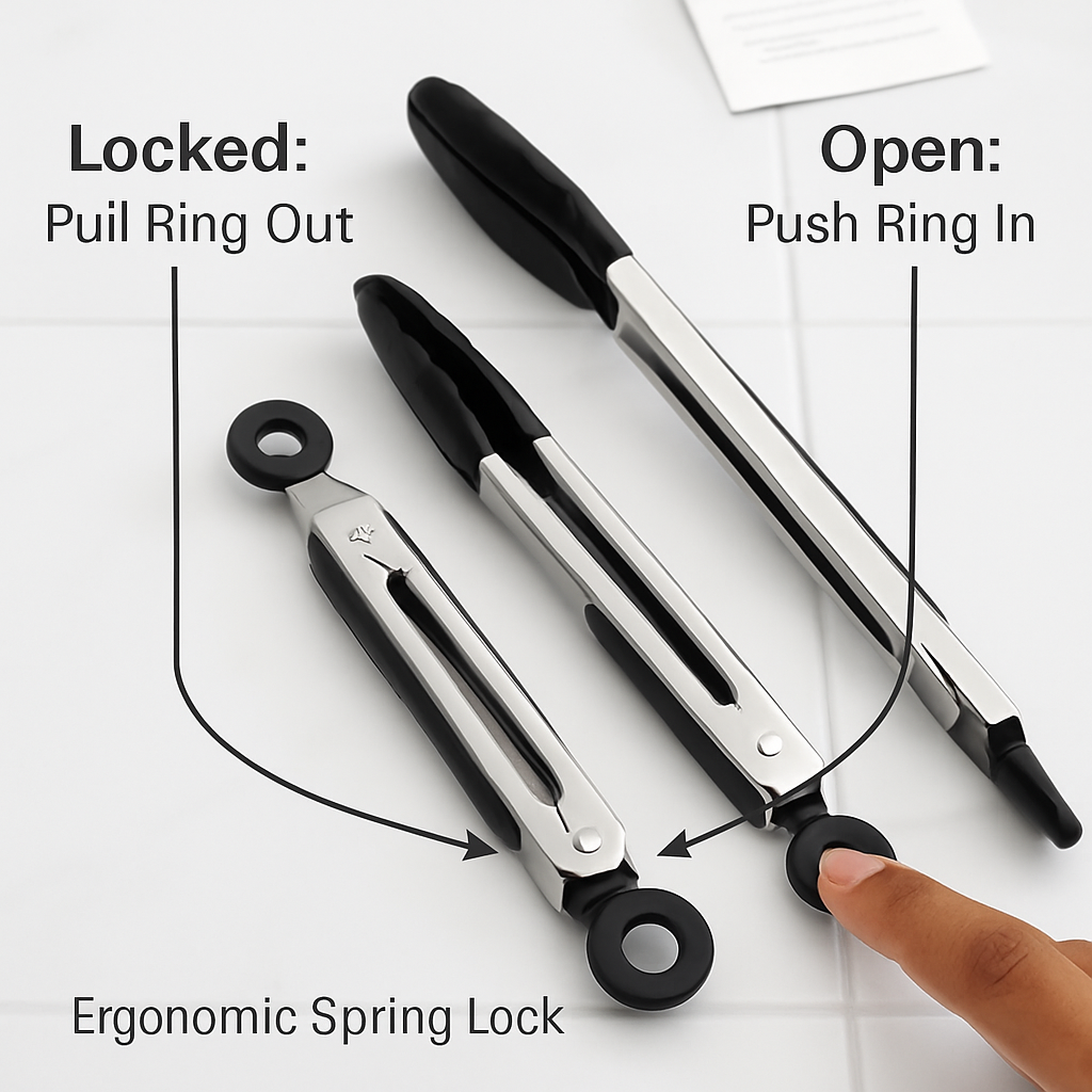 Silicone Tongs for High-Heat Grilling, Locking