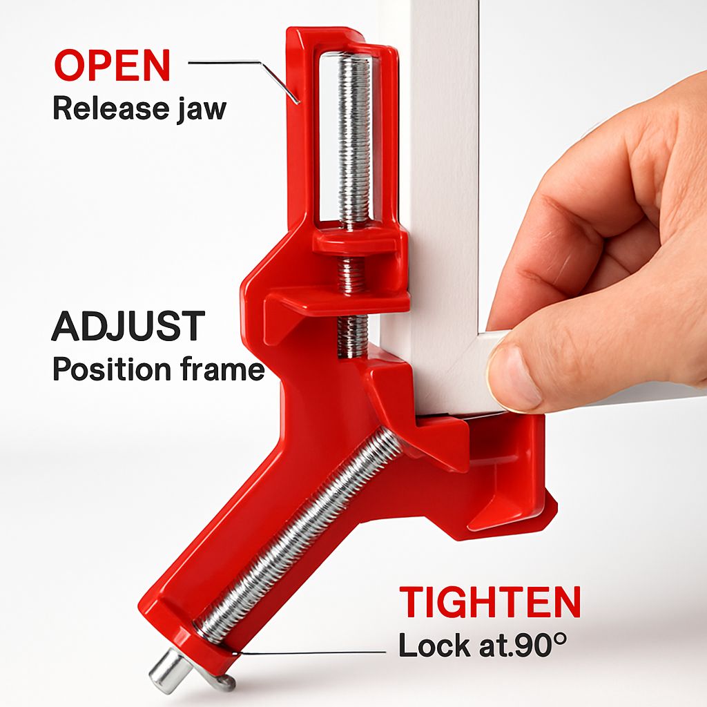 90 Degree Right Angle Corner Clamp for Woodworking