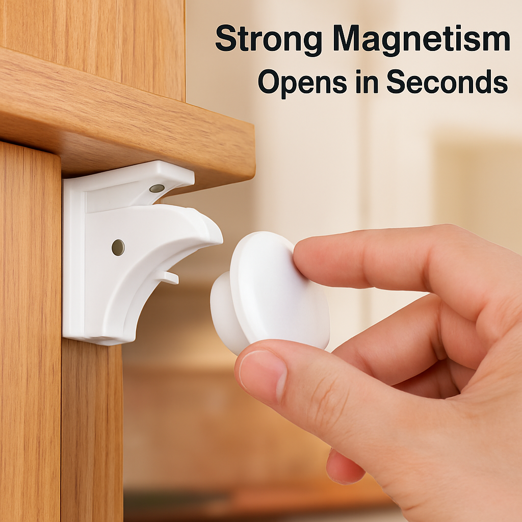 Magnetic Cabinet Locks for Child Safety - Easy Access
