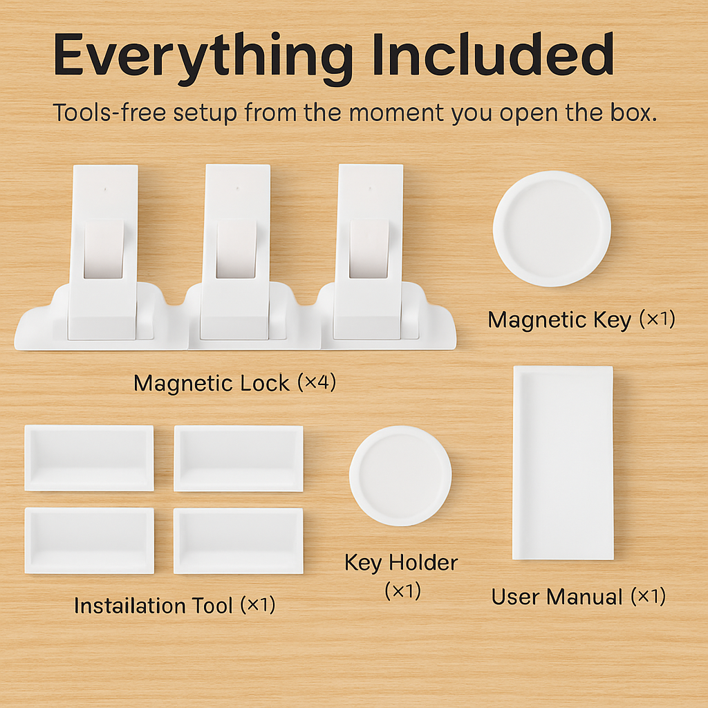 Magnetic Cabinet Locks for Child Safety - Easy Access