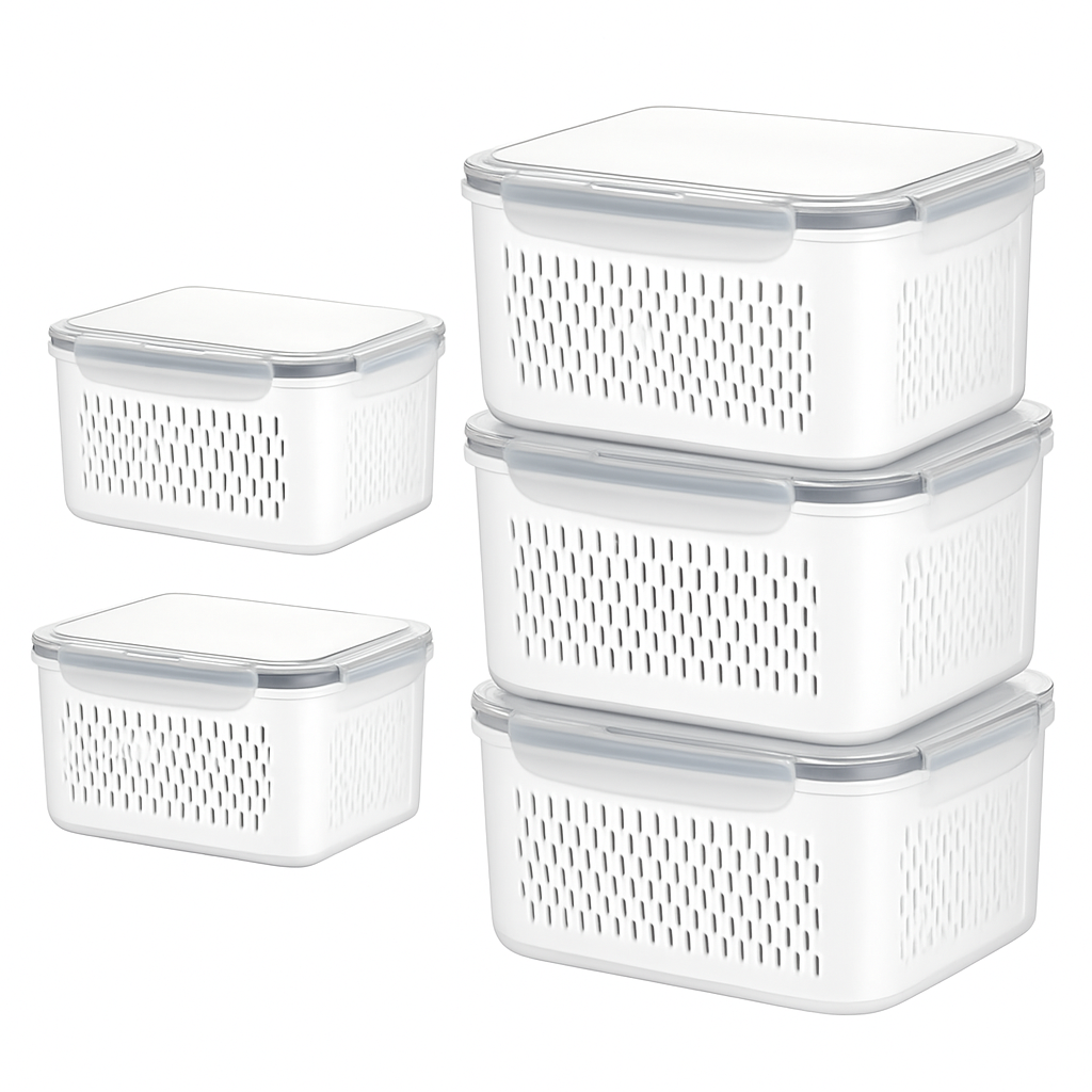 Fruit & Vegetable Storage Containers with Drain Basket
