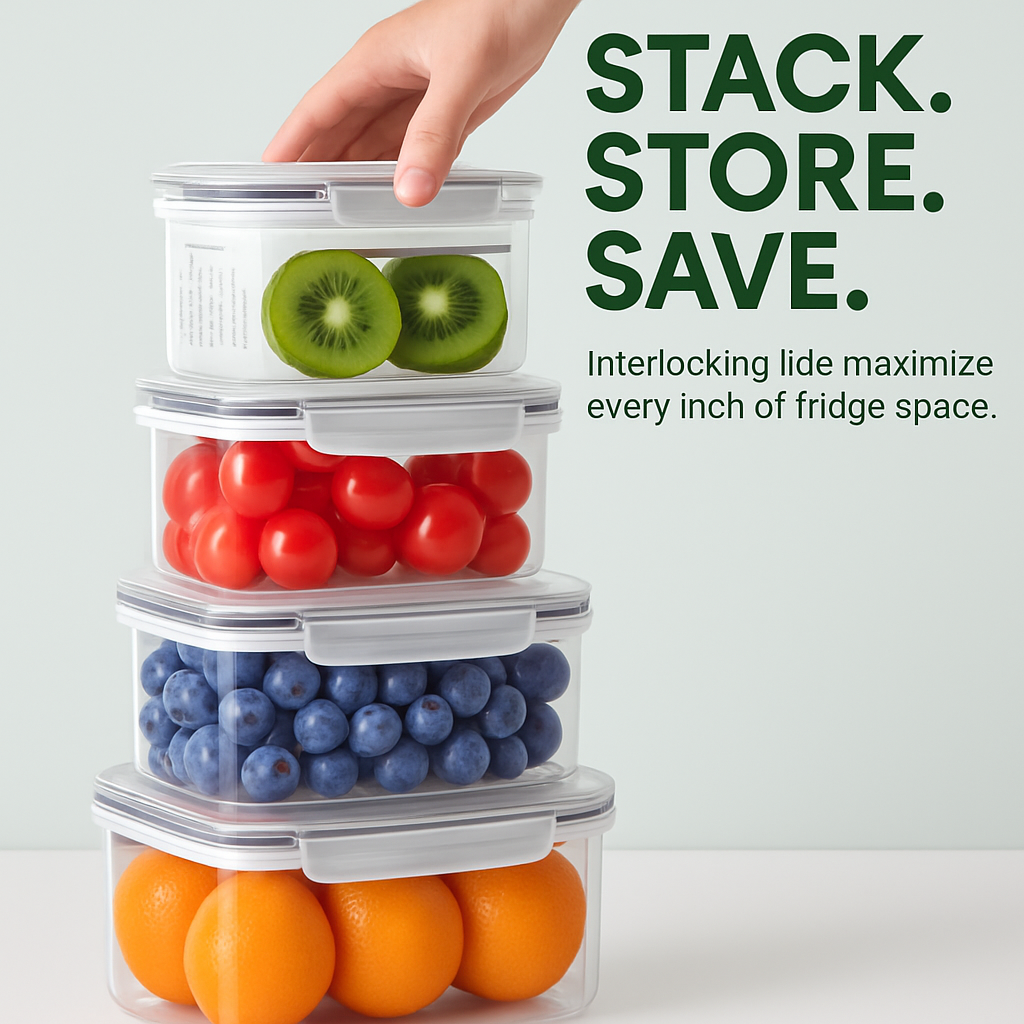 Fruit & Vegetable Storage Containers with Drain Basket
