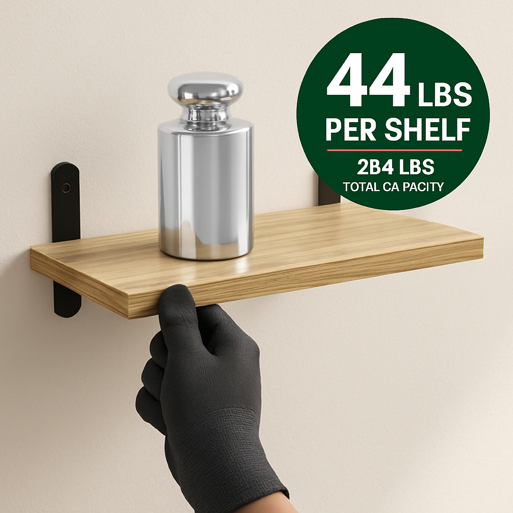 Floating Wall Shelves with Brackets - 6 Sets for Living Room