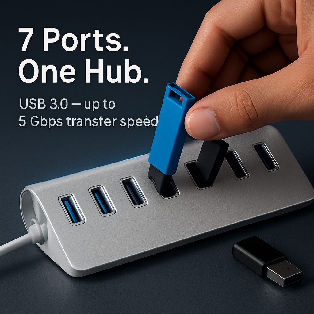 7-Port USB 3.0 Hub for efficient multitasking