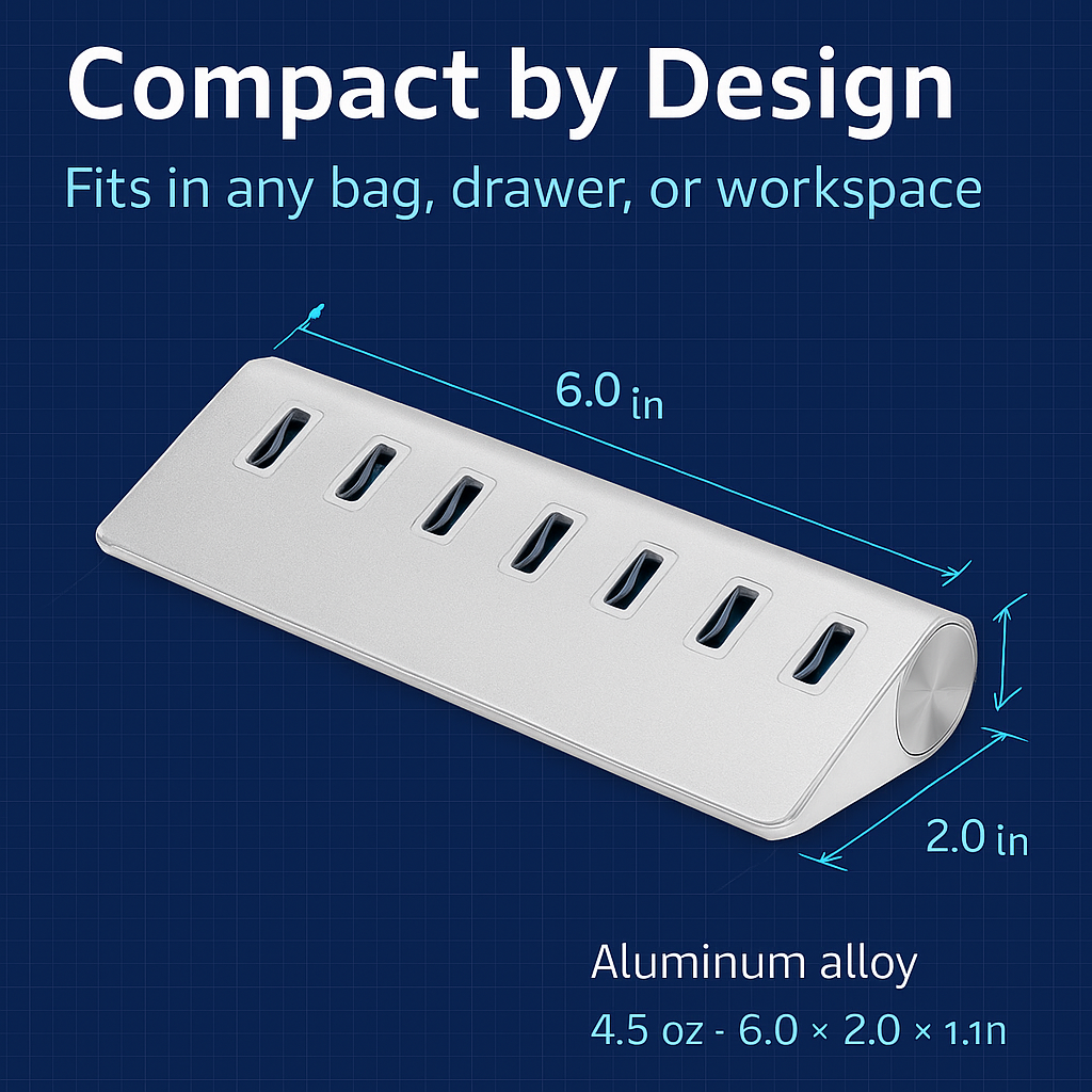 7-Port USB 3.0 Hub for efficient multitasking