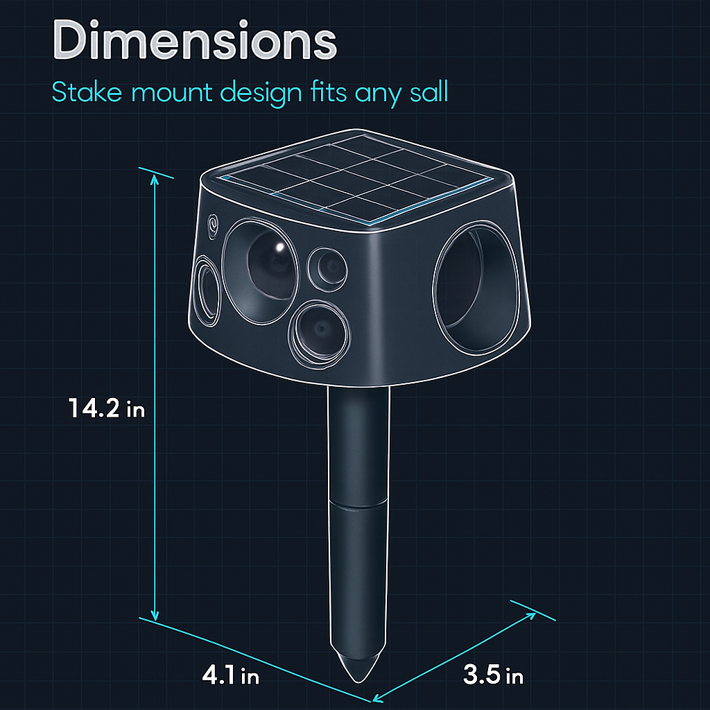 Ultrasonic Solar Animal Repeller for Garden - 3 Modes