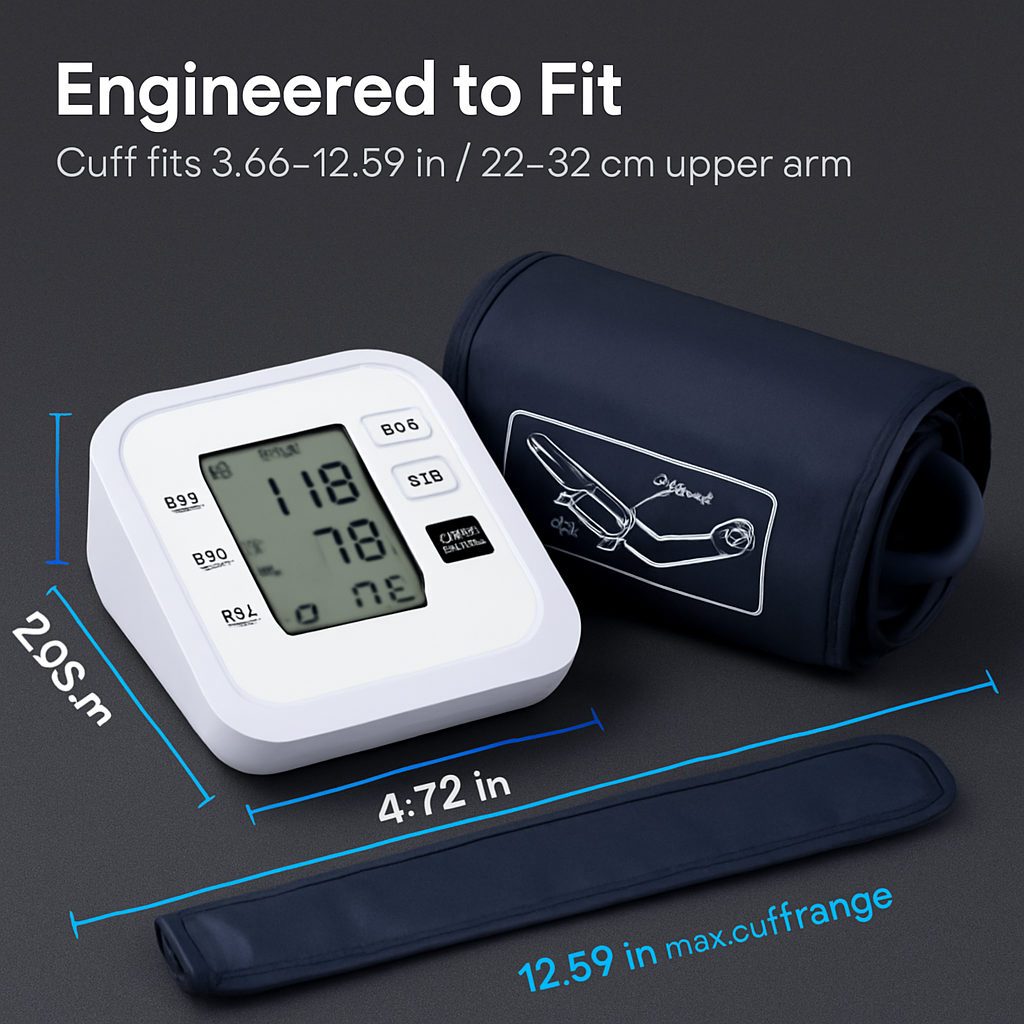 Blood Pressure Monitor with Adjustable Cuff