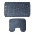 Pebble Pattern Bathroom Rugs Set with Non-Slip Backing