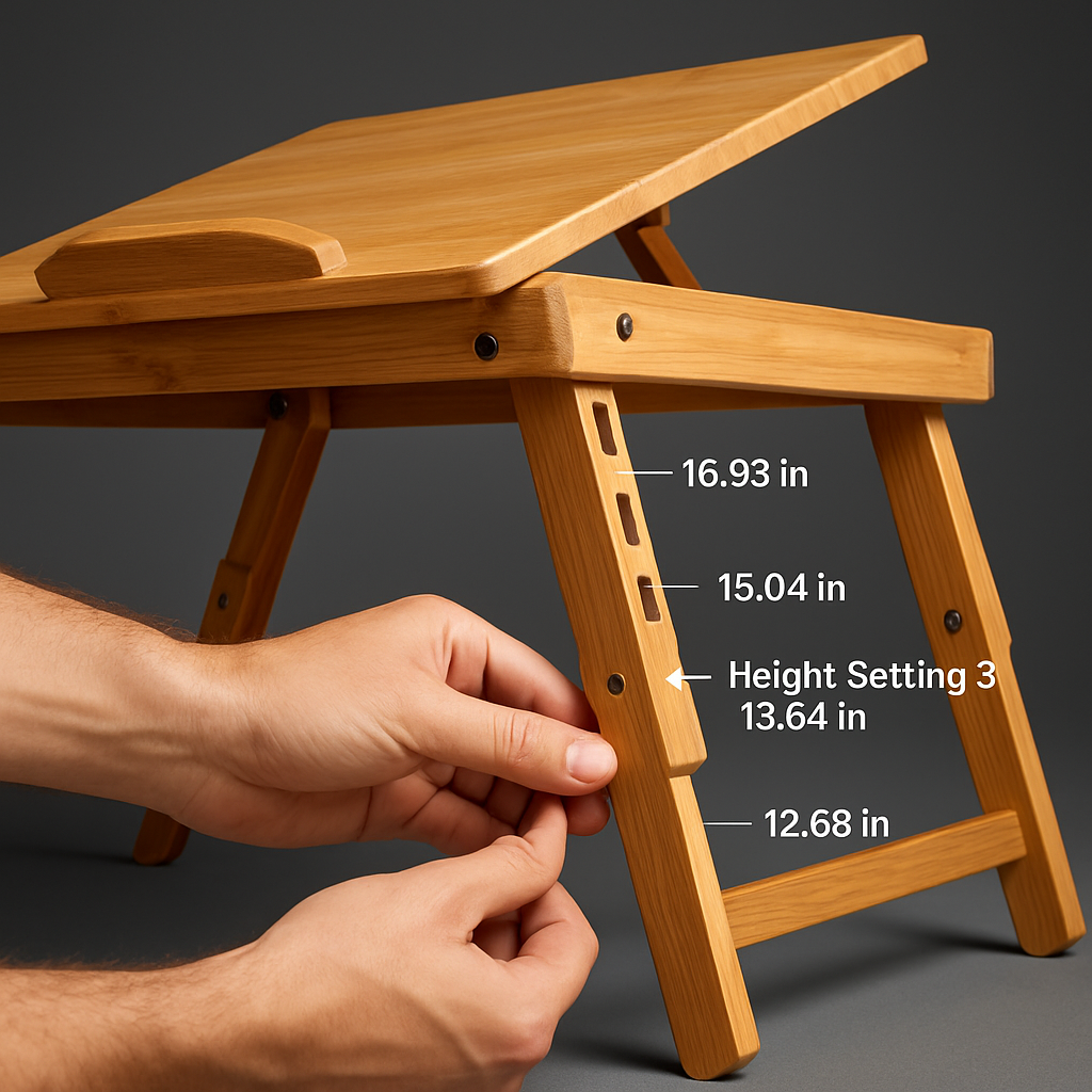 Bamboo Laptop Desk with Tilt Surface and Drawer