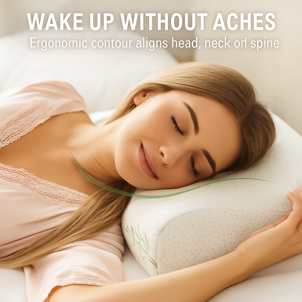 Bamboo Memory Foam Sleep Pillow Contoured Cervical Pillow