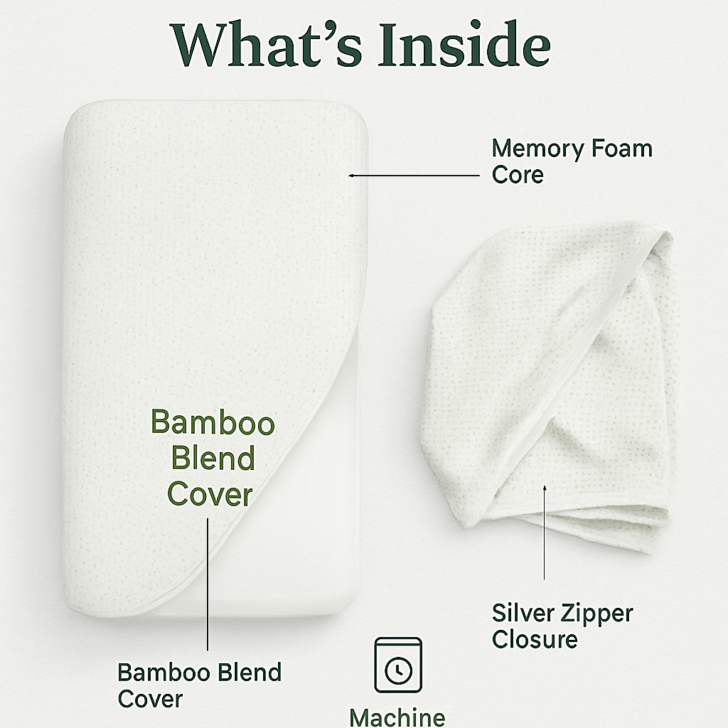 Bamboo Memory Foam Sleep Pillow Contoured Cervical Pillow