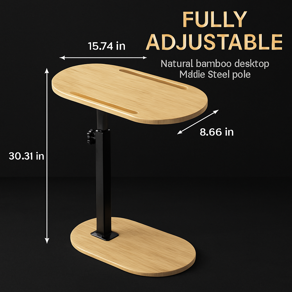 C-Shaped Bathtub Tray Table with Adjustable Height