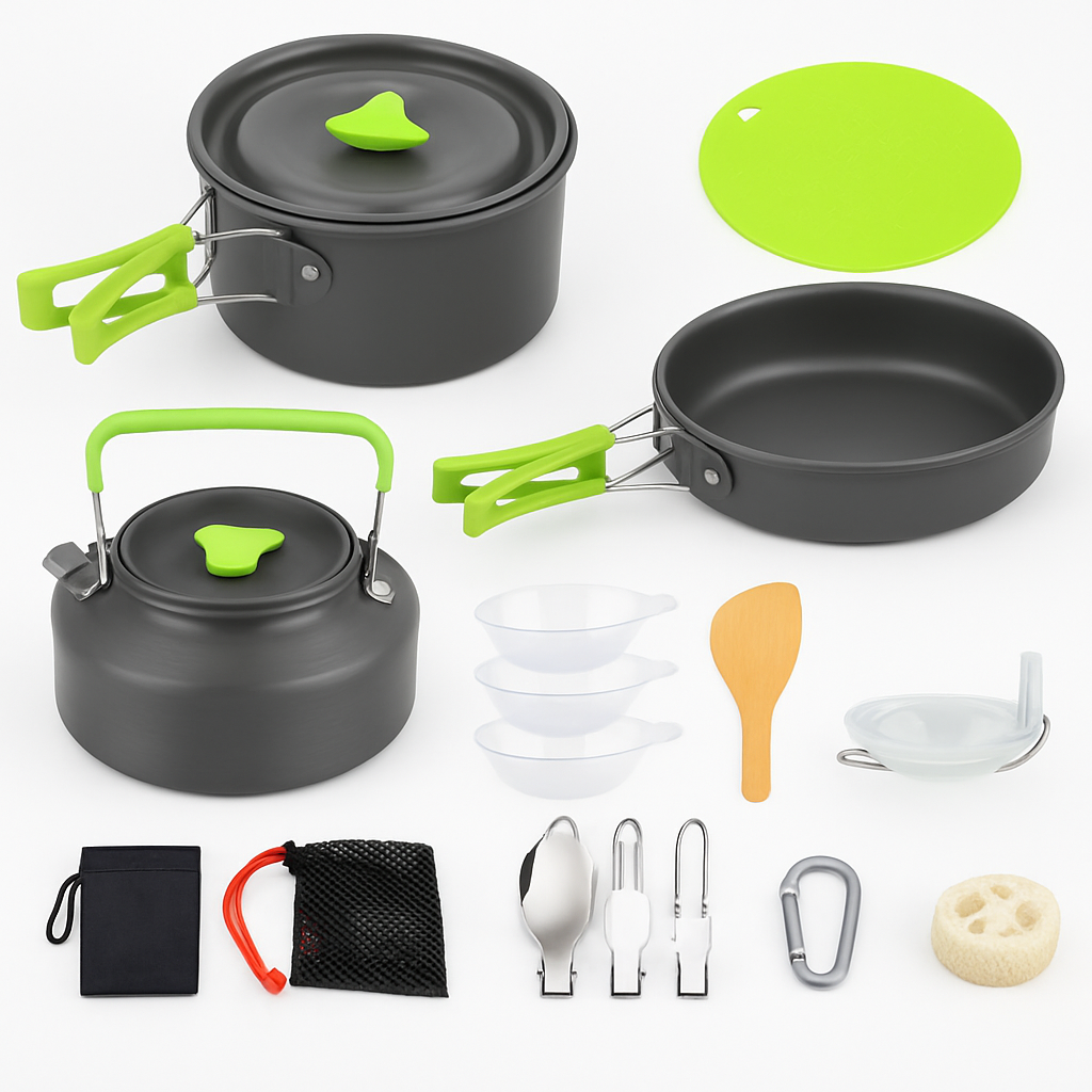 Camping Cookware Set 16Pcs Pot Pan Kettle with Bowls