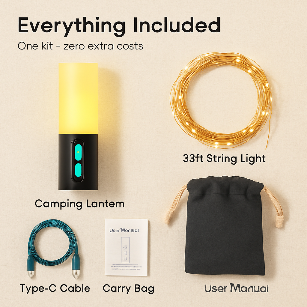 4-in-1 Camping String Light for Indoor and Outdoor Use