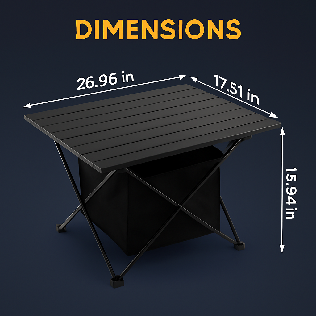 Foldable Camping Table with Storage Basket