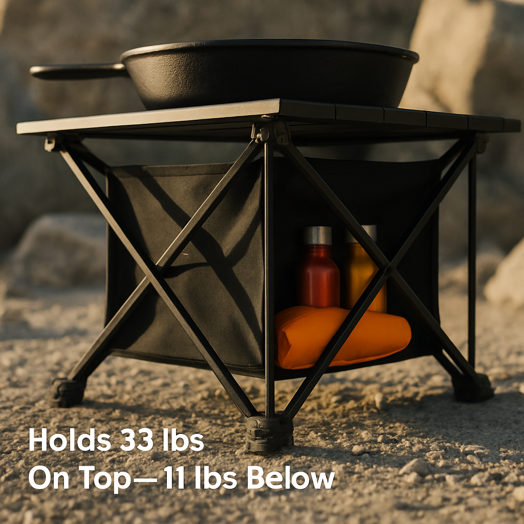 Foldable Camping Table with Storage Basket