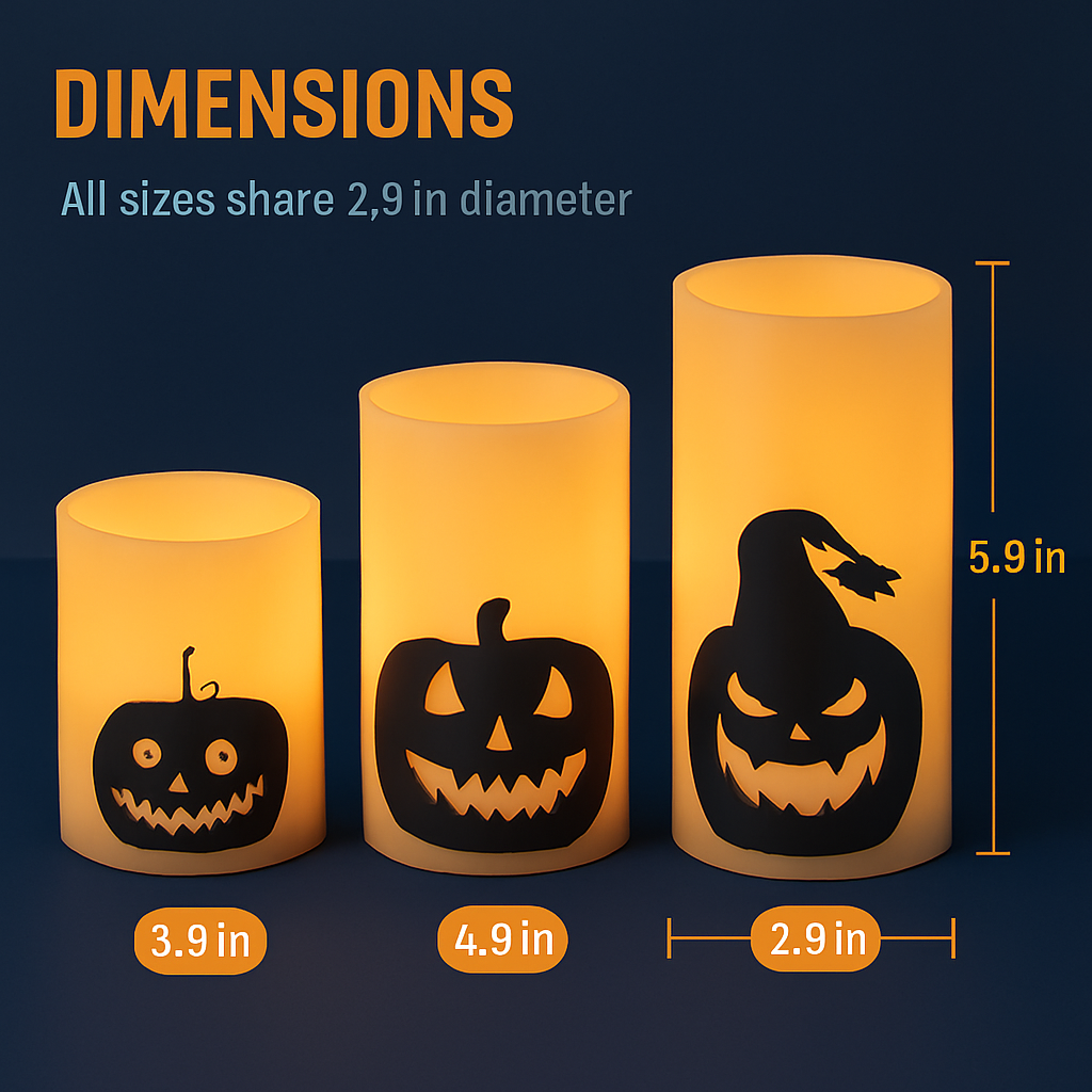 Halloween Flameless Candle Lamp 3-Pack with Timer