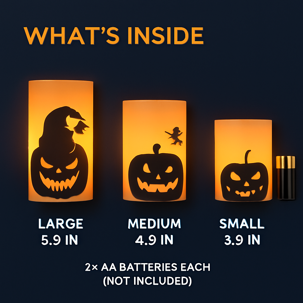 Halloween Flameless Candle Lamp 3-Pack with Timer