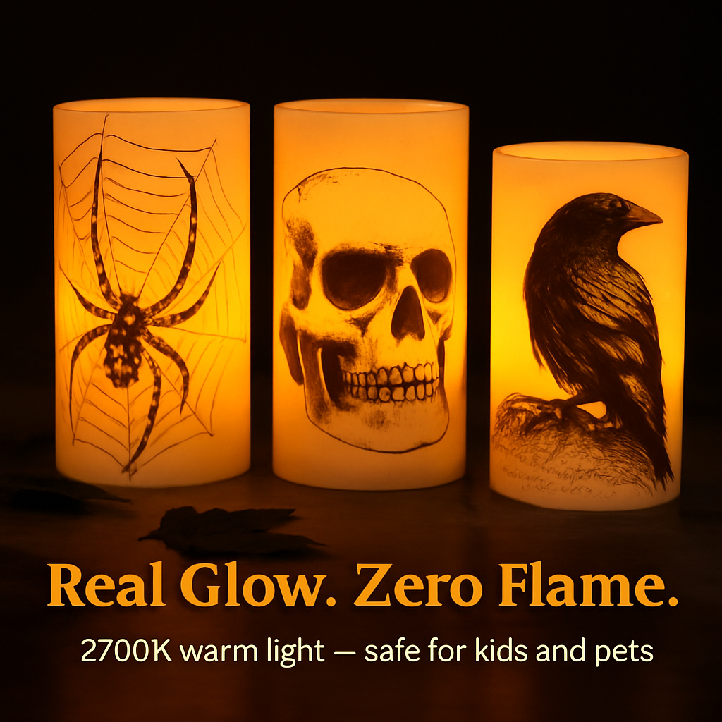Halloween Flameless Candle Lamp 3-Pack with Timer