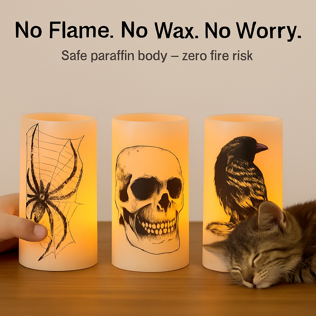 Halloween Flameless Candle Lamp 3-Pack with Timer