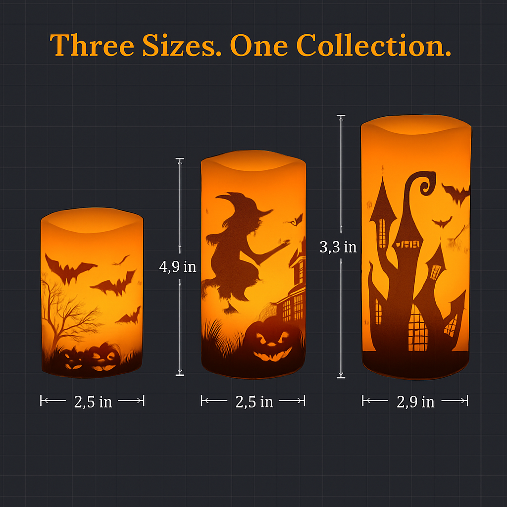 Halloween Flameless Candle Lamp 3-Pack with Timer
