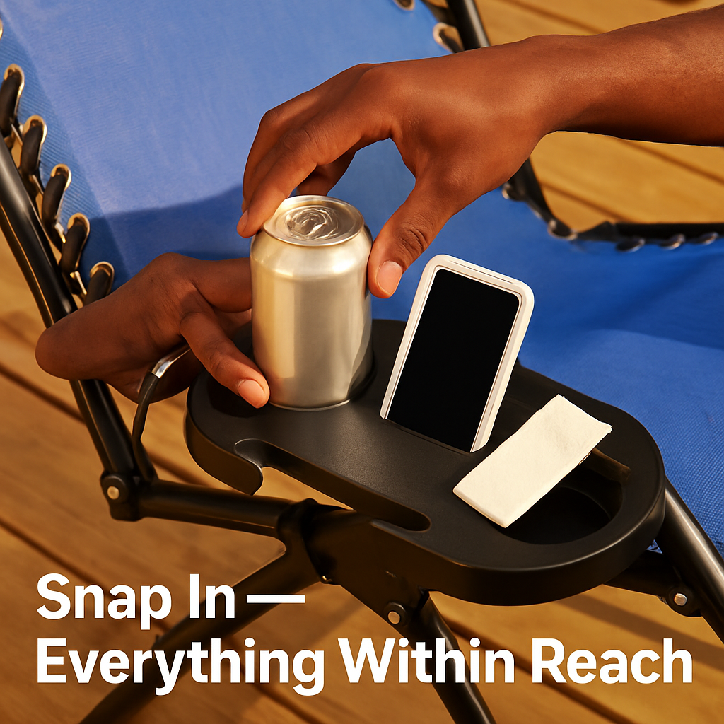 Zero Gravity Cup Holder Clip-On Tray for Chairs