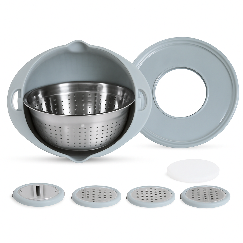 Multifunctional Mixing Bowl with Colander and Graters Set