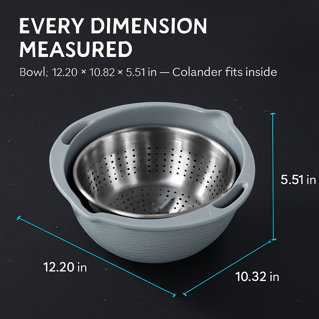 Multifunctional Mixing Bowl with Colander and Graters Set