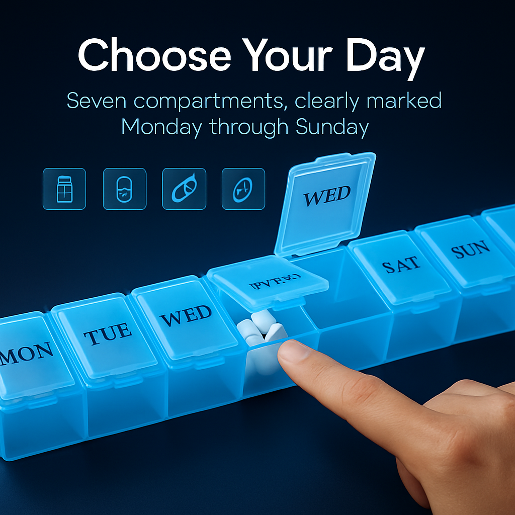 Weekly Pill Organizer for 7 Days - Portable Case