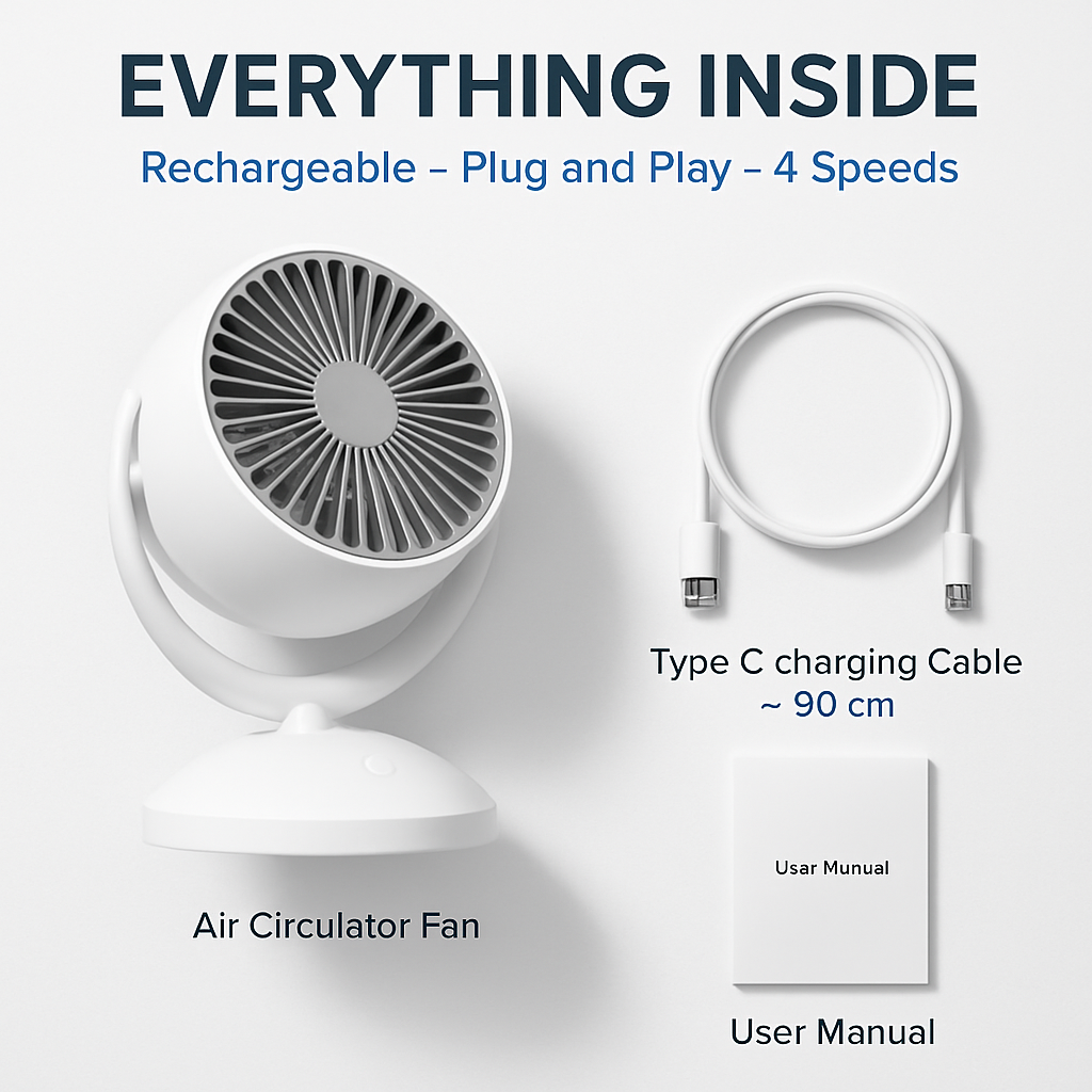 Air Circulator Desk Fan Portable Oscillating Table Fan