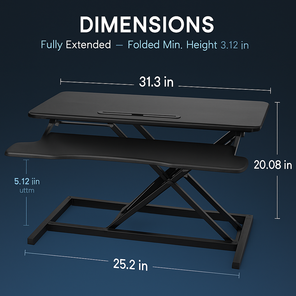 Height Adjustable Standing Desk Converter for Dual Monitors