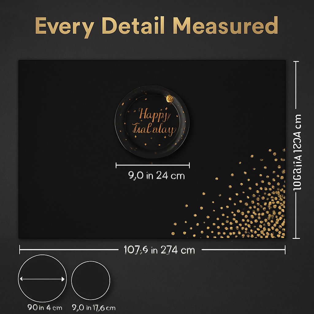 Black & Gold Birthday Dinnerware Set for 25 Guests