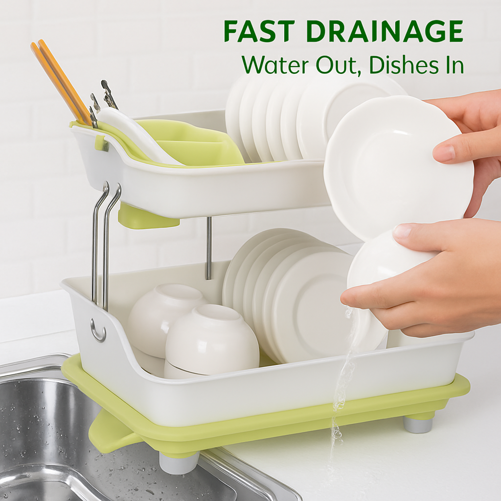 2-Tier Dish Drying Rack for Kitchen Counter