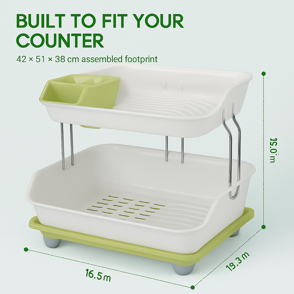 2-Tier Dish Drying Rack for Kitchen Counter