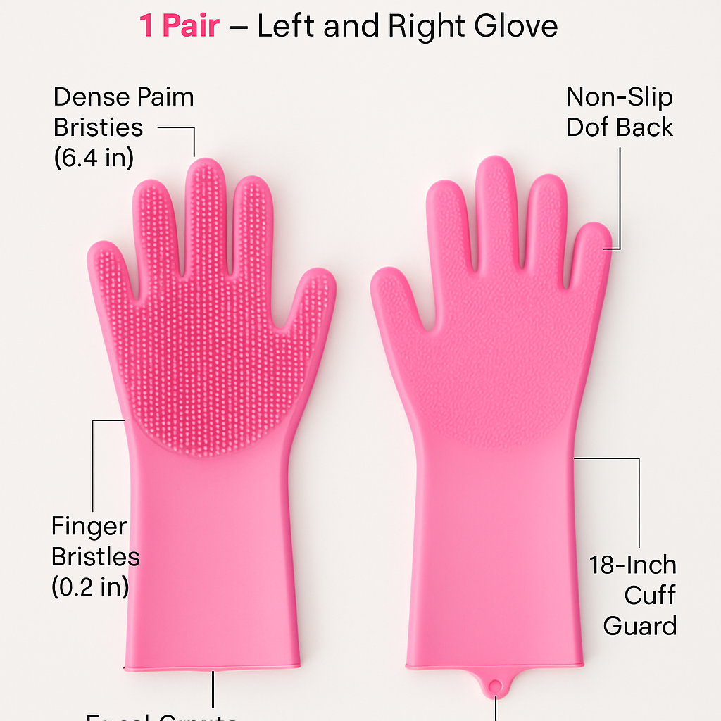Silicone Dishwashing Gloves with Bristles