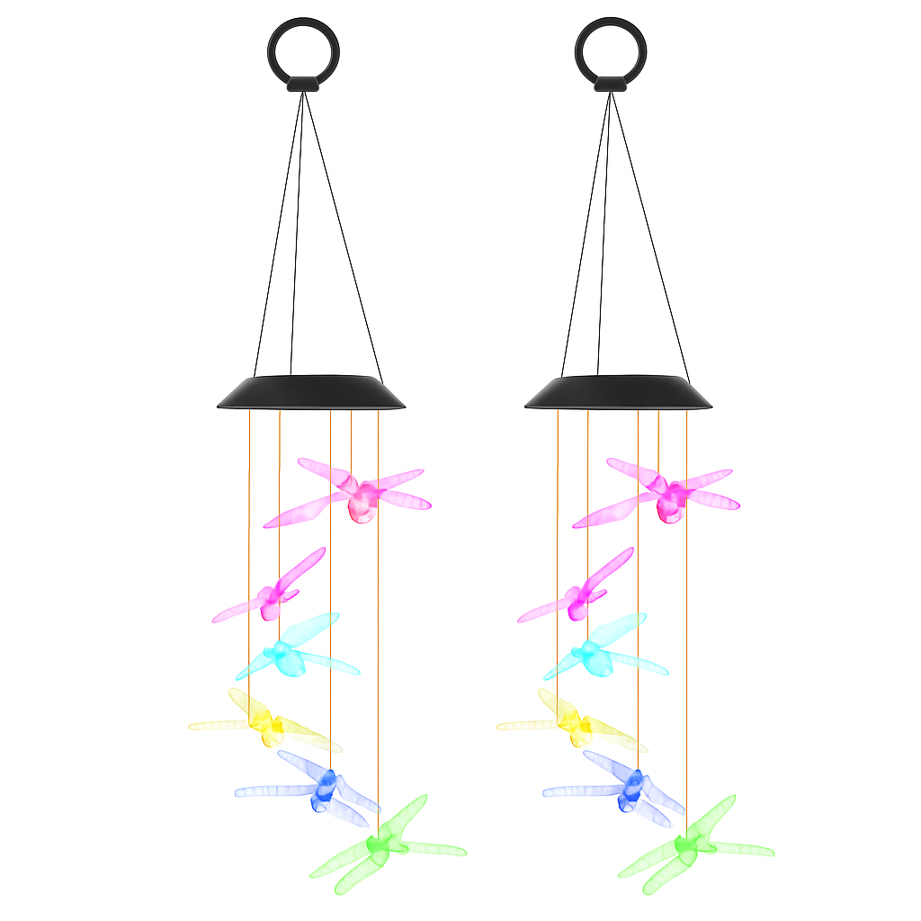 Dragonfly Solar Wind Chimes for Outdoor Garden Decor