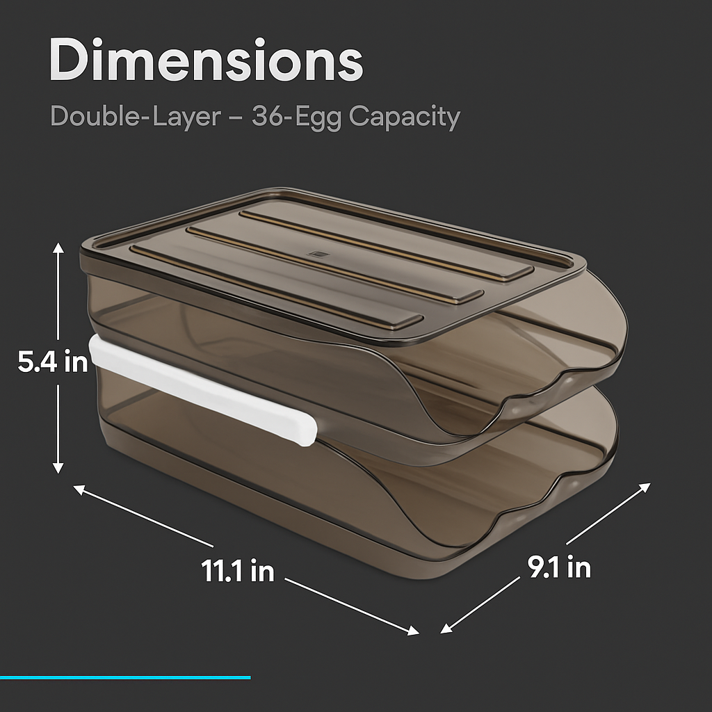 Egg Storage Box with Lid: Double Layer, Auto-Roll