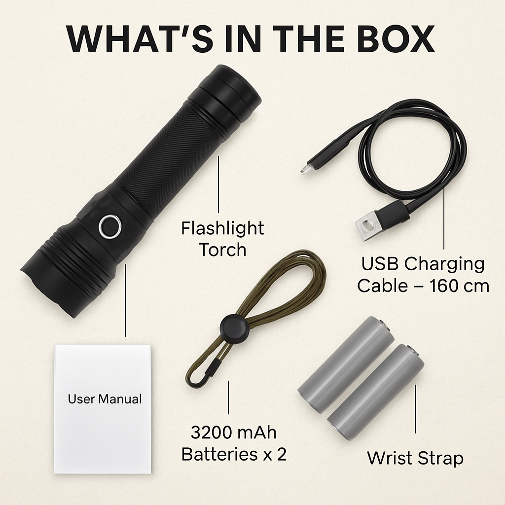 LED Tactical Flashlight: Rechargeable, Zoomable, 3 Modes