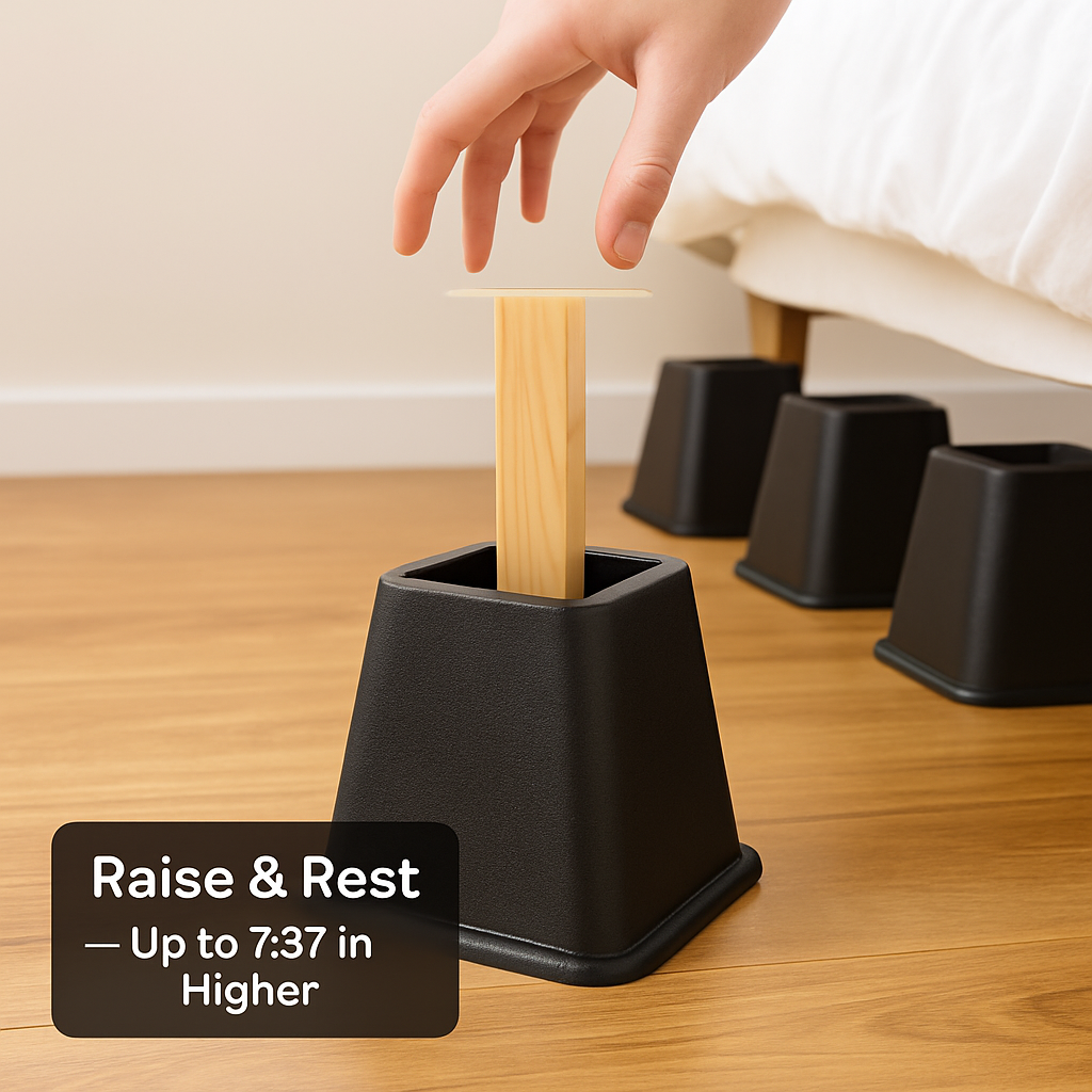 Furniture Risers for Beds and Tables with Adjustable Height