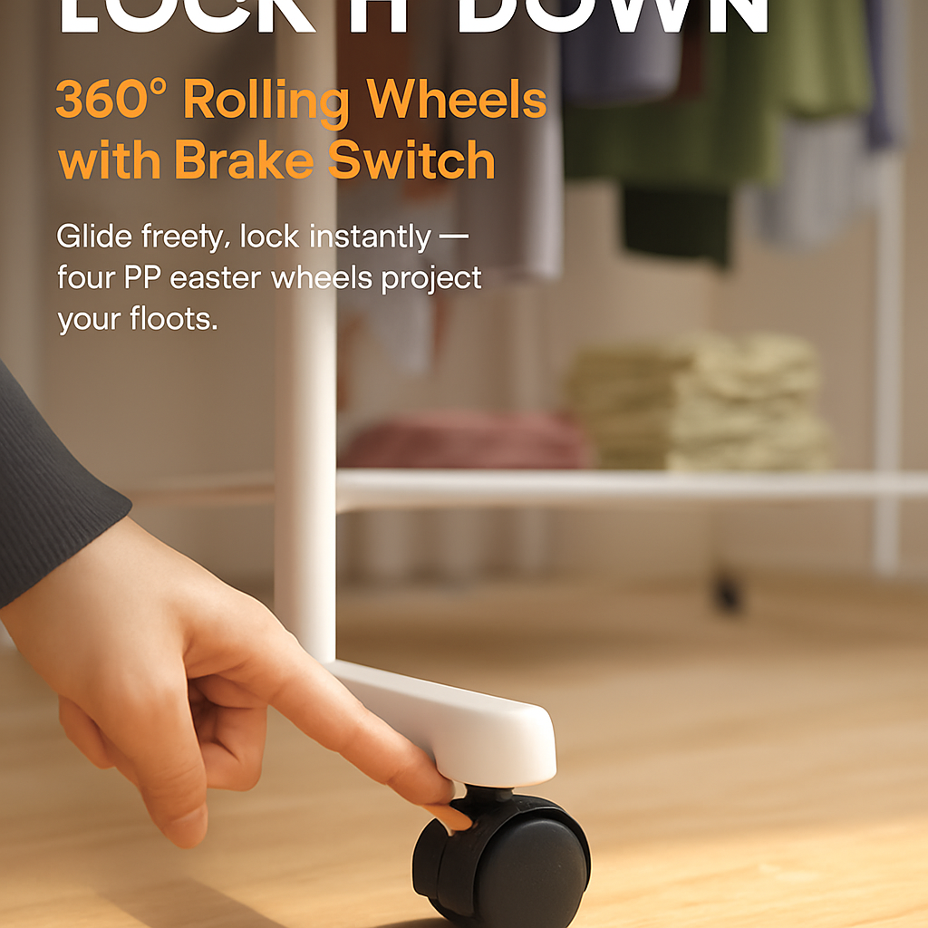Garment Hanging Rack with Wheels for Clothing Organization