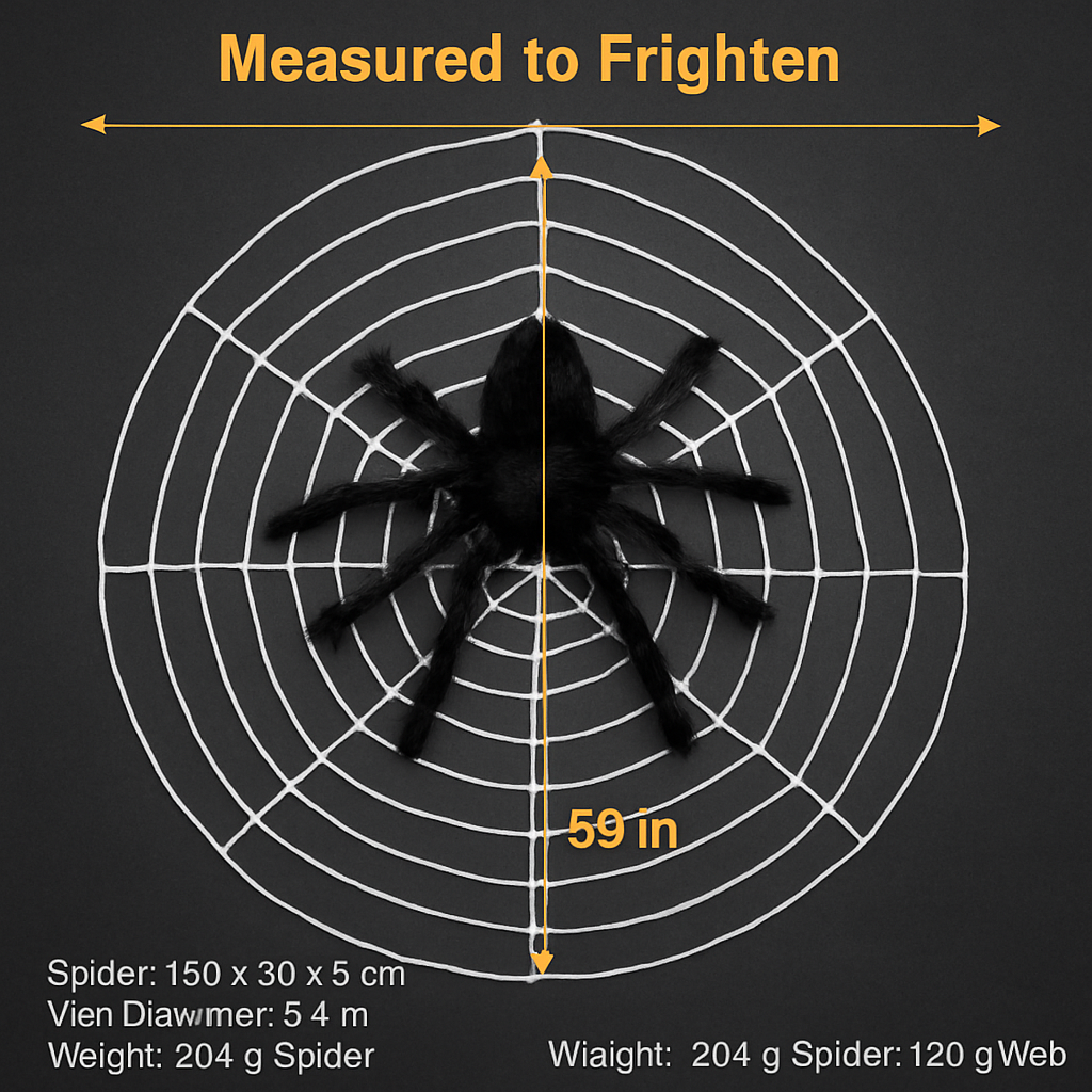 Giant Halloween Spider Decoration with Web