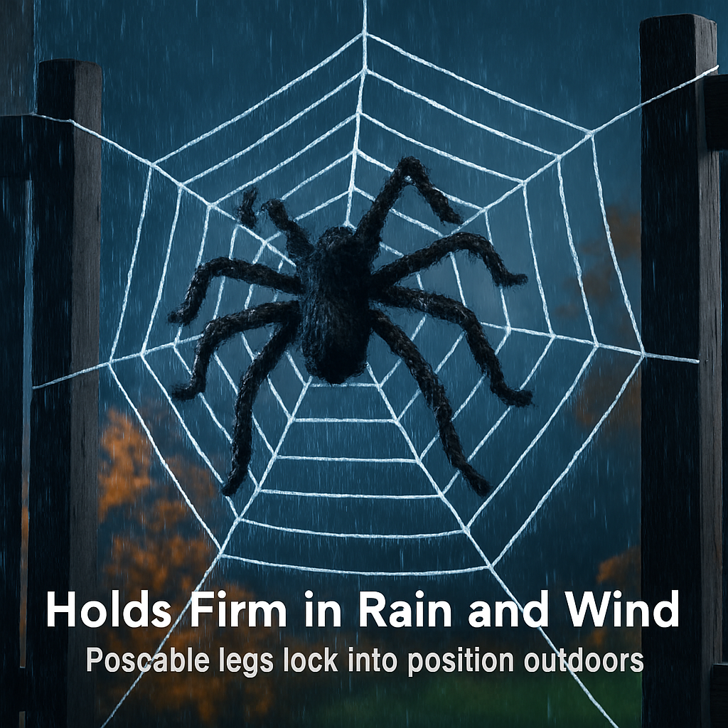 Giant Halloween Spider Decoration with Web